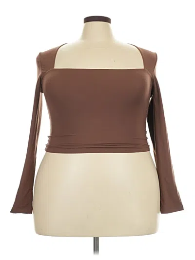 Pre-owned Reoria 3/4 Sleeve Top Brown Strapless Neckline Tops