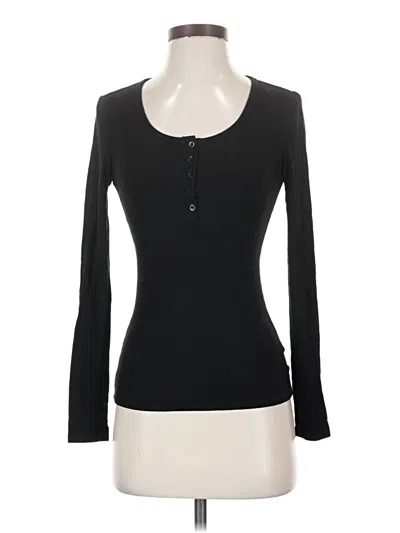 Pre-owned Reoria Long Sleeve Henley Shirt In Black