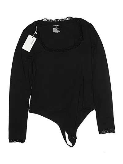 Pre-owned Reoria Long Sleeve Top Black Scoop Neck Tops