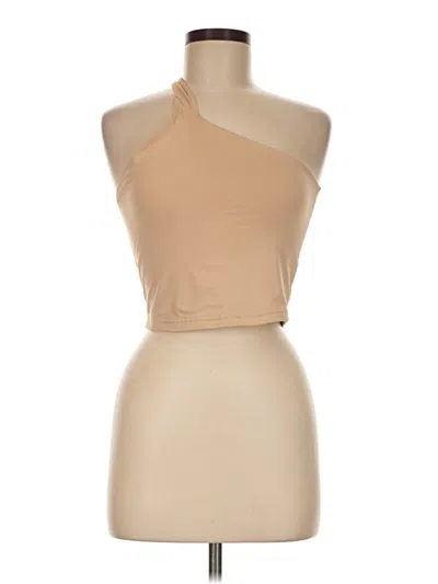 Pre-owned Reoria Sleeveless Top Tan One Shoulder Neckline Tops
