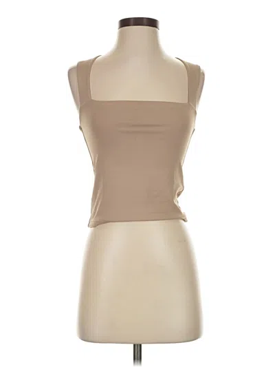 Pre-owned Reoria Tank Top Tan Strapless Neckline Tops In Brown