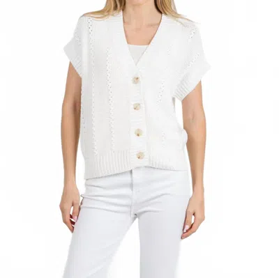 Repeat Cashmere Cable Detail Cardigan In White