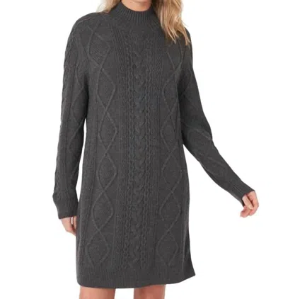 Repeat Cashmere Cable Knit Mini Dress In Dark Grey