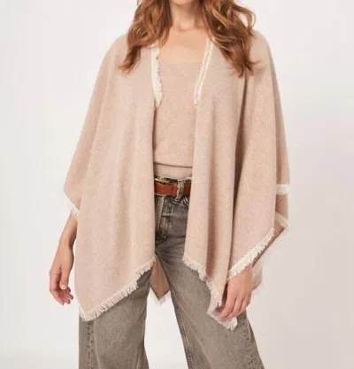 Repeat Cashmere Cape With Fringe Hay In Beige