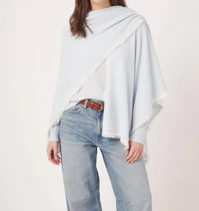 Repeat Cashmere Cape With Fringe Wave In Blue