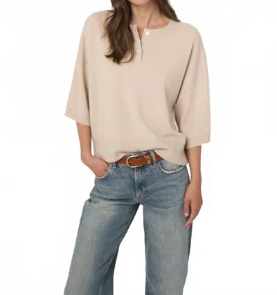 Repeat Cashmere Classic Cashmere Button Neck Sweater In Natural In Neutral