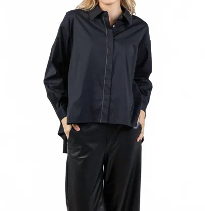 Repeat Cashmere Classic Collared Blouse In Black