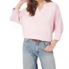 Repeat Cashmere Cotton Blend Sweater With Open Knit Raglan Sleeves In Blush
