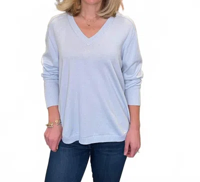 Repeat Cashmere Cotton Cashmere Blend Round Hem Pullover In Wave In Blue