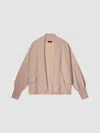 Repeat Cashmere Gathered Sleeve Cardigan In Pebble