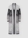 Repeat Cashmere Intarsia Knitted V-neck Cardigan In Black Creme In Multi