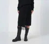 Repeat Cashmere Knitted Cashmere Blend Skirt With Fringes In Black In Black