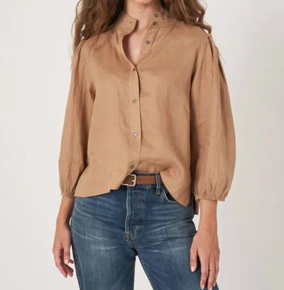 Repeat Cashmere Linen Shirt In Mocha In Brown