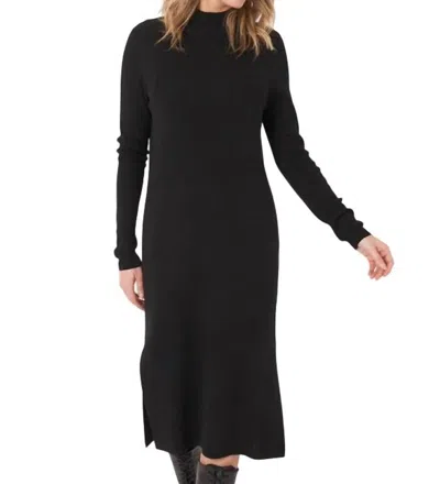 Repeat Cashmere Long Sleeve Midi Dress In Black