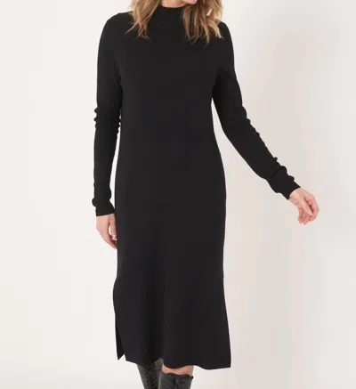 Repeat Cashmere Long Sleeve Wool Blend Mock Neck Sweater Dress In Black