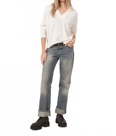 Repeat Cashmere Merino Wool V Neck Sweater In Cream In White
