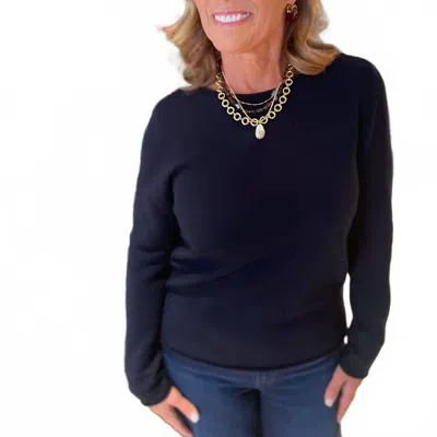 Repeat Cashmere Organic Cashmere Crewneck Top In Navy In Blue