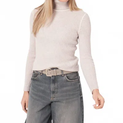REPEAT CASHMERE ORGANIC CASHMERE RIB-KNIT TURTLENECK SWEATER IN SNOW