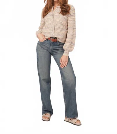 Repeat Cashmere Pearl Button Short Cardigan In Multi In Blue
