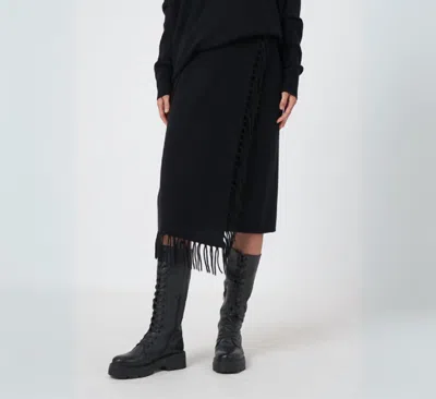 Repeat Cashmere Pull On Wool Cashmere Skirt In Black
