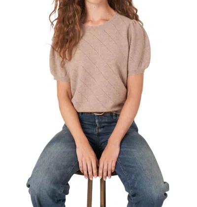 Repeat Cashmere Short Sleeve Cashmere Sweater In Pebble In Grey
