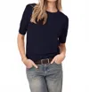 Repeat Cashmere Short Sleeve Crew Neck Pullover Sweater In Night In Black