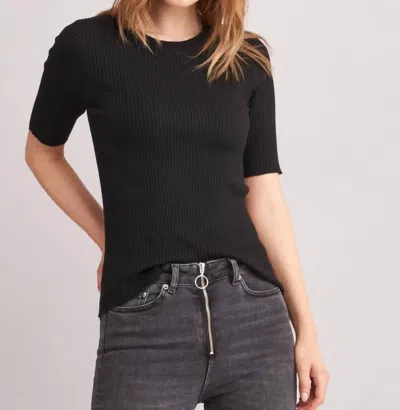 Repeat Cashmere Short Sleeve Fine Rib Sweater In Black