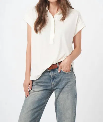 Repeat Cashmere Silk Hem Top In Cream In White
