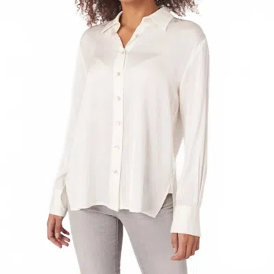 Repeat Cashmere Silk Shirt With Side Slits In Cream In White