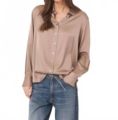Repeat Cashmere Silk Shirt With Side Slits In Sand In Brown