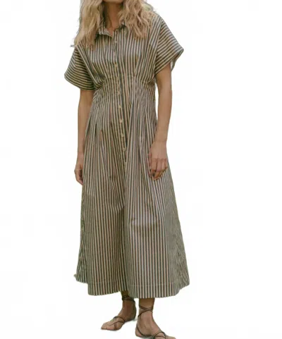 Repeat Cashmere Stripe A Line Dress In Chestnut In Pink
