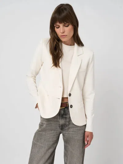 Repeat Cashmere Tailored French Terry Sweatshirt Blazer In Ivory In White