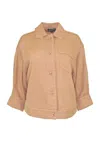 Repeat Cashmere Women's Linen Woven Jacket In Pebble In Grey