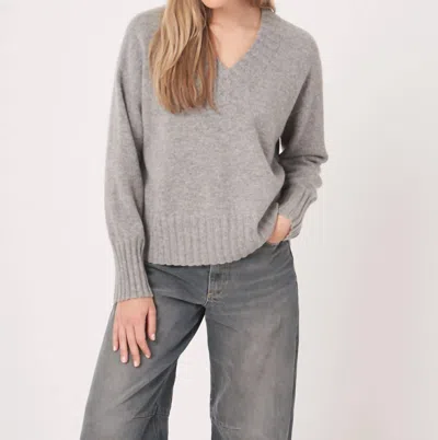 Repeat Cashmere Women's Relaxed Fit V Neck Sweater In Light Grey In Gray