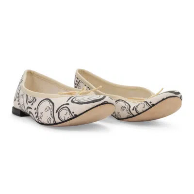 Repeto X Patrick Church Exclusive Pc Printed Ballet White/black Flats In Multi