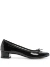 Repetto Camille Patent Leather Kitten Heeled Ballerina Pumps In Black