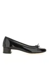Repetto Camille Patent Leather Kitten Heeled Ballerina Pumps In Black