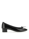 Repetto Camille Patent Leather Kitten Heeled Ballerina Pumps In Black