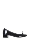 Repetto Camille Patent Leather Kitten Heeled Ballerina Pumps In Black