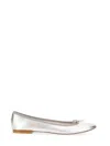 Repetto Calf And Cotton Argent Flats In Silver