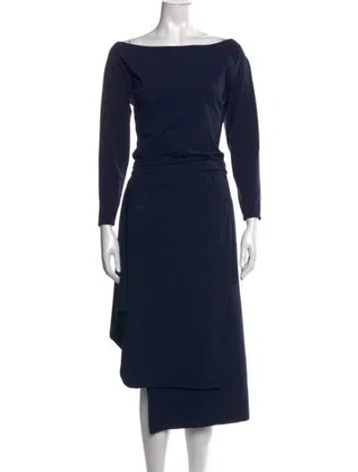 Pre-owned Repetto Bateau Neckline Midi Length Dress In Blue