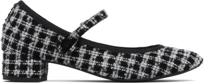 Repetto Black & Gray Rose Mary Jane Heels