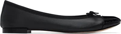 Repetto Black Flora Bi-material Ballerina Flats In 410 Noir