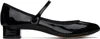 Repetto Ballerina In Shiny Leather With Strap In Black