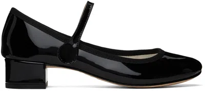 Repetto Black Rose Mary Jane Heels In 410 Noir