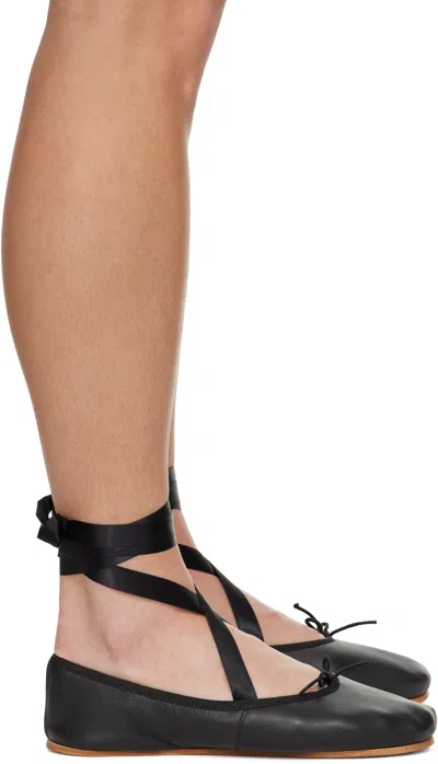 Repetto 'sofia' Black Ballet Flats With Ribbon In Leather Woman