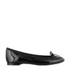 Repetto Bow Detail Patent Ballerina Shoes In Black