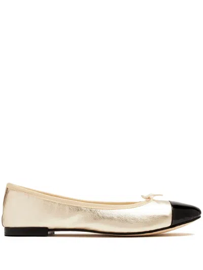 Repetto Bow-detaling Ballerinas In Gold