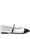 Repetto Cap-toe Ankle-strap Ballet Flats In Silver