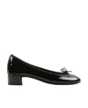 Repetto Camille Patent Leather Kitten Heeled Ballerina Pumps In Black